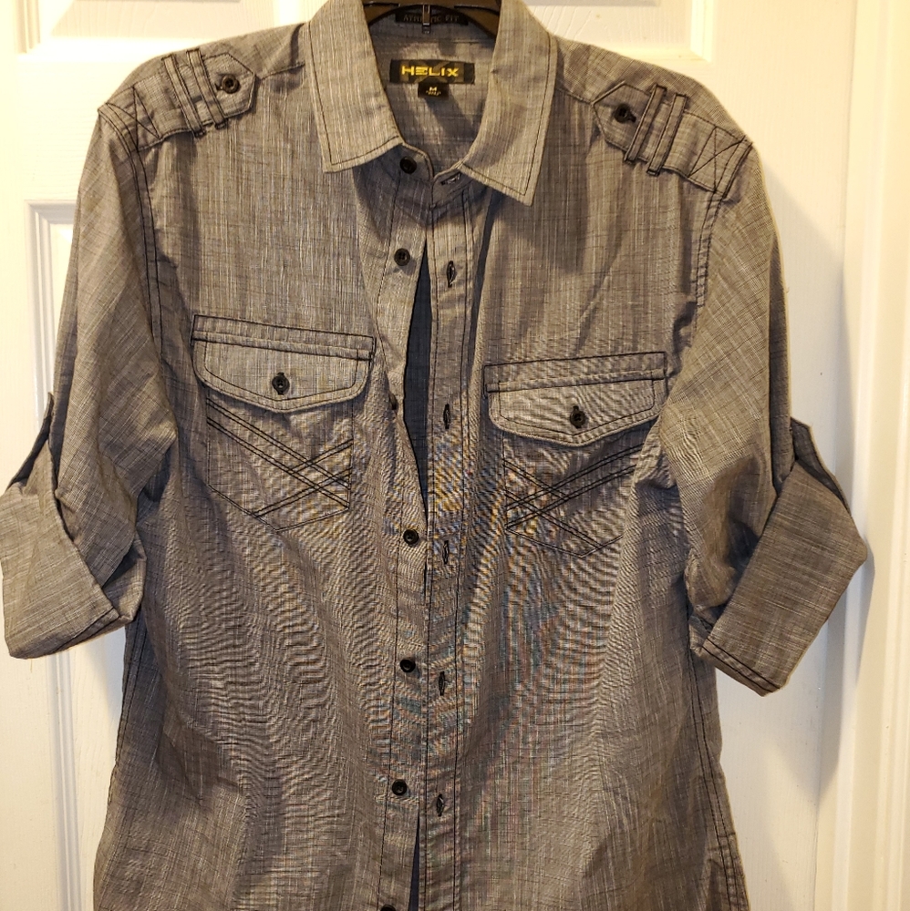 Helix Grey Pocket Button Shirt